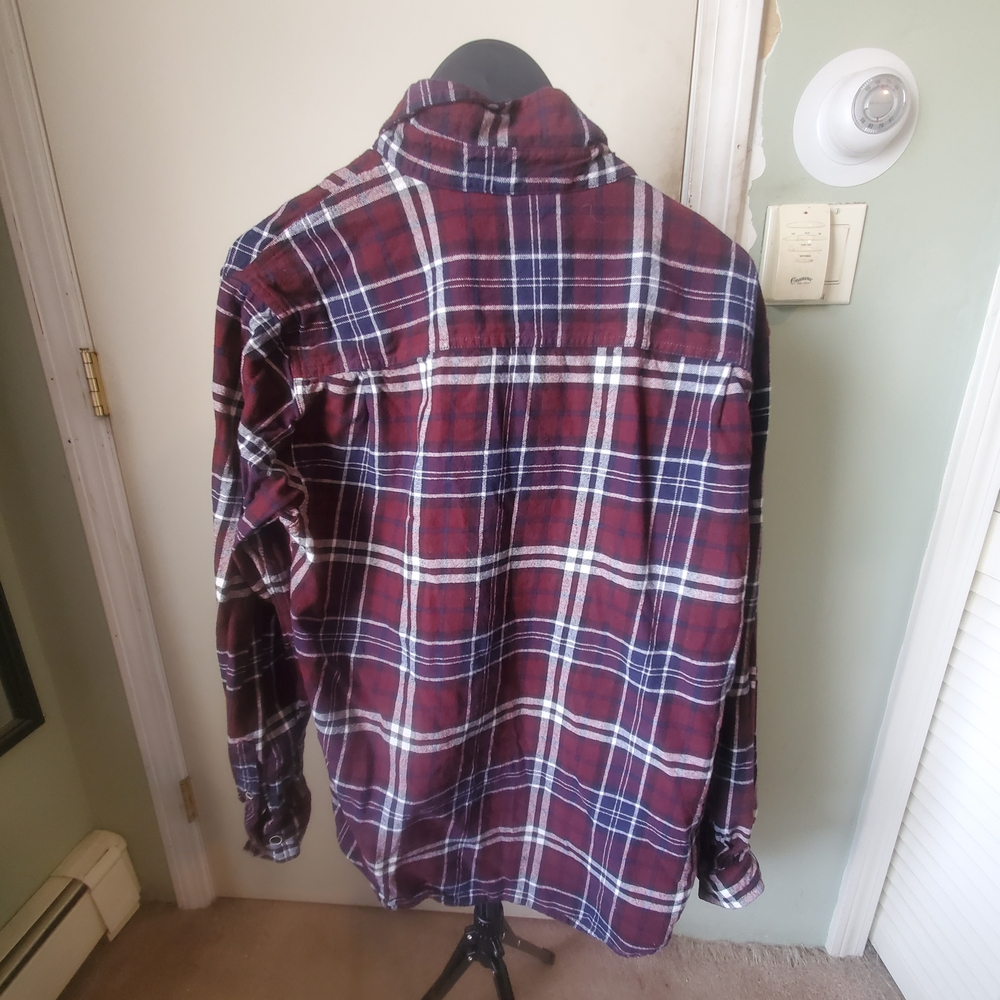 Weatherproof Men's Burgundy and Navy Plaid Button-Down Shirt